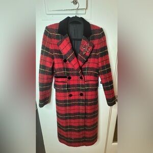 The Kooples Red and Black Checkered Coat